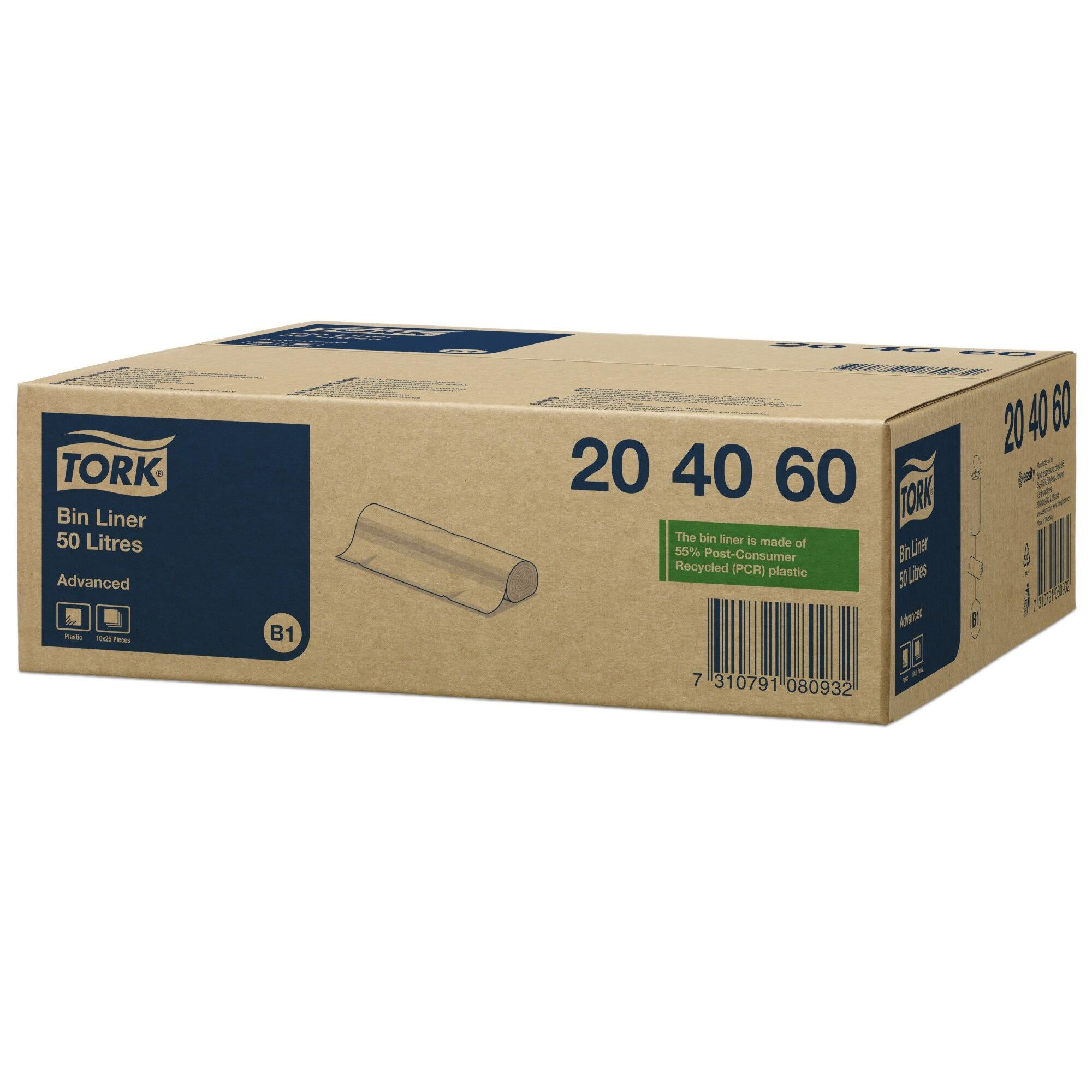 Tork Sacchetti Per Rifiuti Trasparenti Da 50 Litri - Confezione Da 250 Pezzi (10 Pacchi Da 25) - Dimensioni 90x35x27 Cm - Uso Professionale