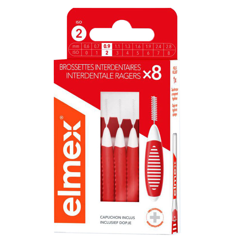 Elmex Interdentale Ragers Rood ISO Maat 2 - 0.9 mm (8 st.)-Elmex-Sordent