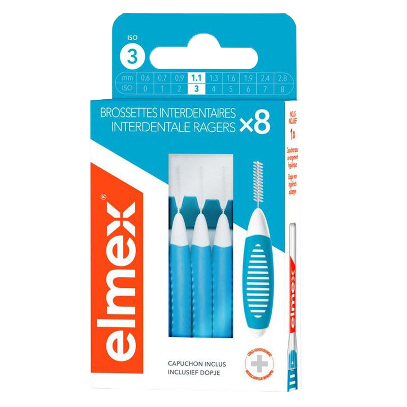 Elmex Interdentale Ragers Blauw ISO Maat 3 - 1.1 mm (8 st.)-Elmex-Sordent