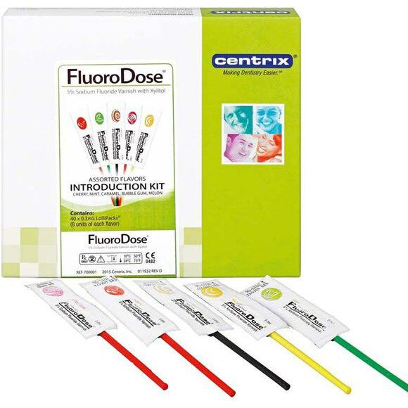 FluoroDose® Fluoride Varnish Lak - Verschillende Smaken (120 x 0,3 mL)-Centrix Dental-5 Smakenmix-Sordent
