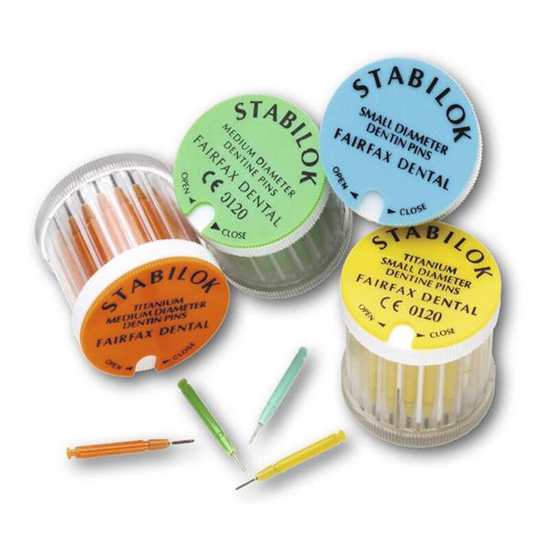 Fairfax Dental Stabilok Titan. Stiften S/M (⌀ 0.60/0.76 mm) 20/100 st.-Fairfax Dental-Small Geel (⌀ 0.60 mm)-20 st.-Sordent