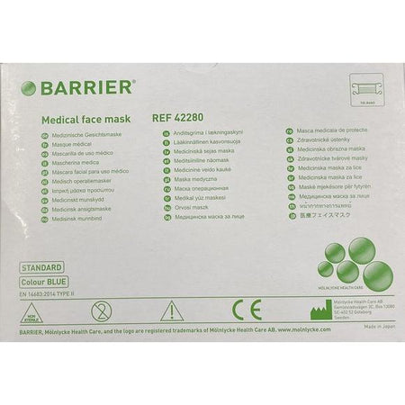 Mölnlycke Barrier Medical Mondmasker - Div. Varianten (60 st.)-Mölnlycke-Blauw Koord-Sordent
