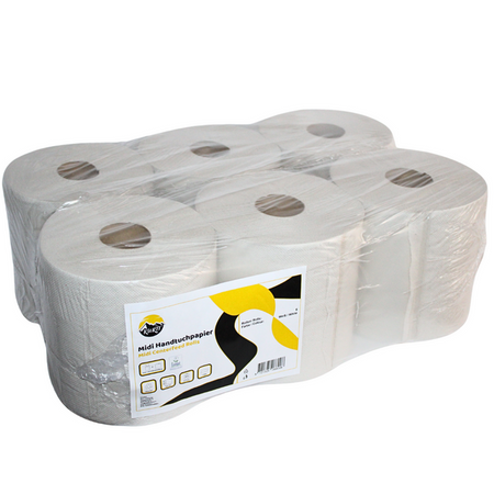 KURTT Poetsrollen Wit Midi 1-laags gerecycled 19 cm x 300 m (6 rollen)-KURTT-Sordent