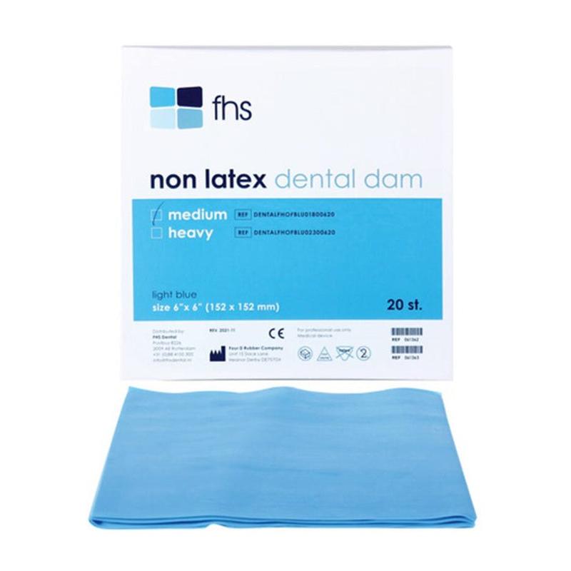 PoloDent Non Latex Dental Dam Medium Blauw 152 x 152 mm (20 st.)-PoloDent-Sordent