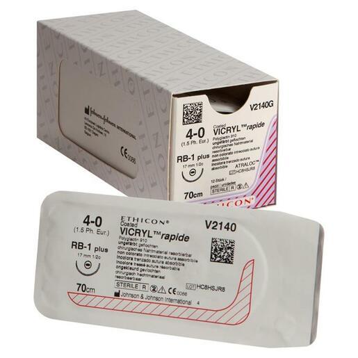 Ethicon Vicryl® Rapide RB-1 / 17 mm / 4-0 / 70 cm Naald - V2140G (12 st.)-Ethicon-Sordent