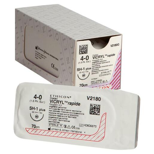 Ethicon Vicryl® Rapide SH-1 / 22 mm / 4-0 / 70 cm Naald - V2180G (12 st.)-Ethicon-Sordent
