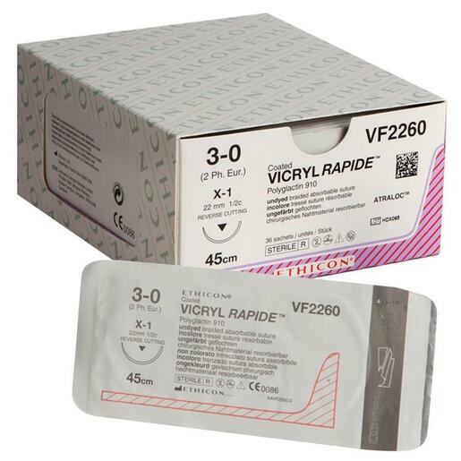 Ethicon Vicryl® Rapide X-1 / 22 mm / 3-0 / 45 cm Naald - VF2260 (36 st.)-Ethicon-Sordent