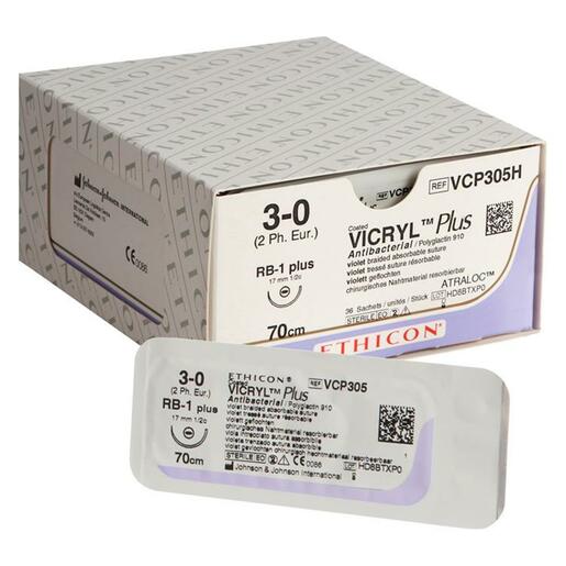 Ethicon Vicryl® Plus RB-1 / 17 mm / 3-0 / 70 cm Naald - VCP305H (36 st.)-Ethicon-Sordent