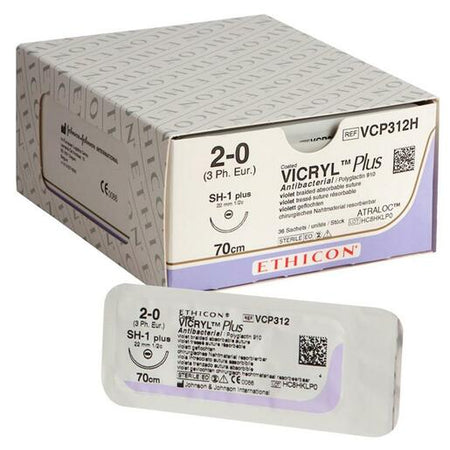 Ethicon Vicryl® Plus SH-1 / 22 mm / 2-0 / 70 cm Naald - VCP312H (36 st.)-Ethicon-Sordent