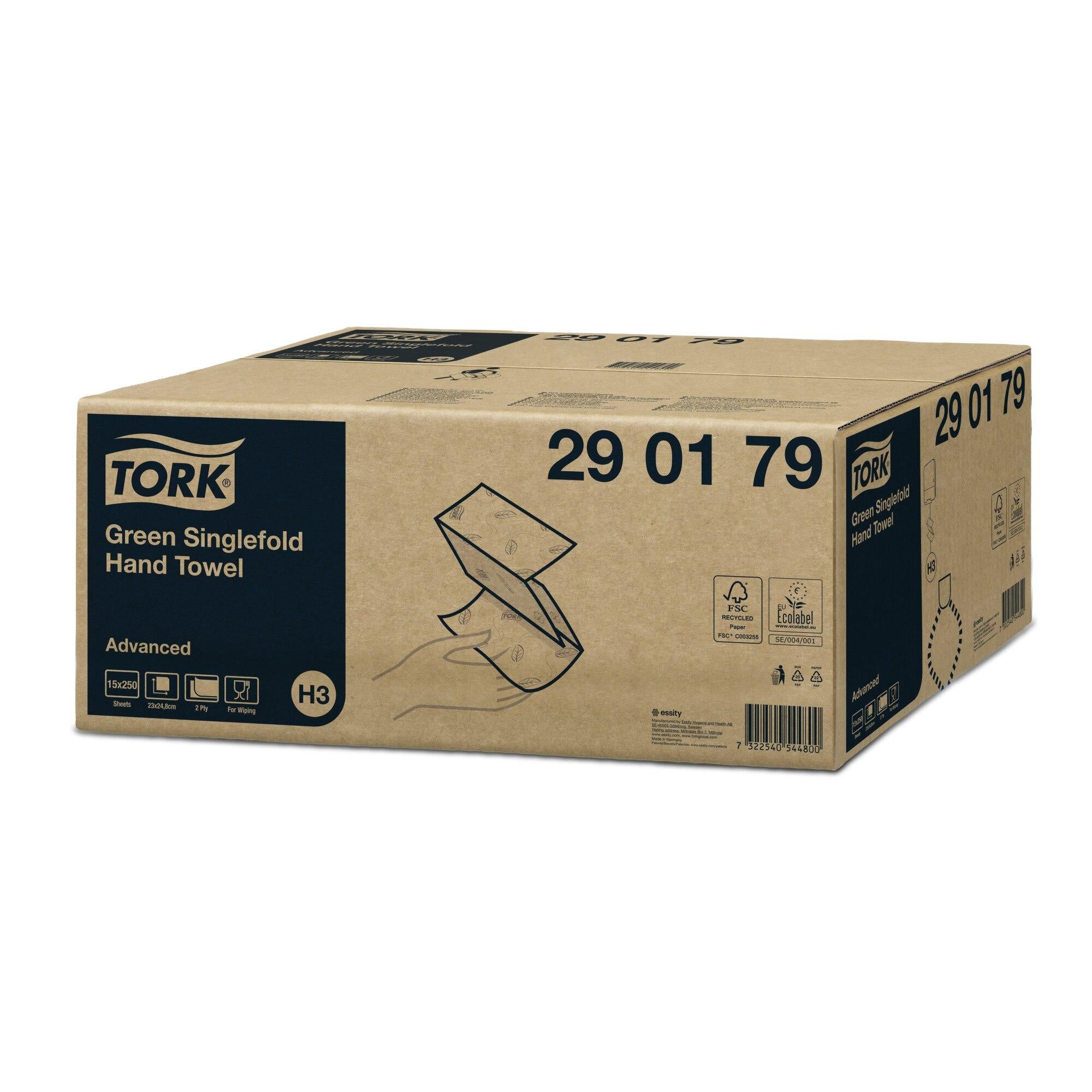 Tork Handdoek Z-Vouw 2-laags Groen 23x24.8 cm (15 x 250 st.)-Tork-Sordent