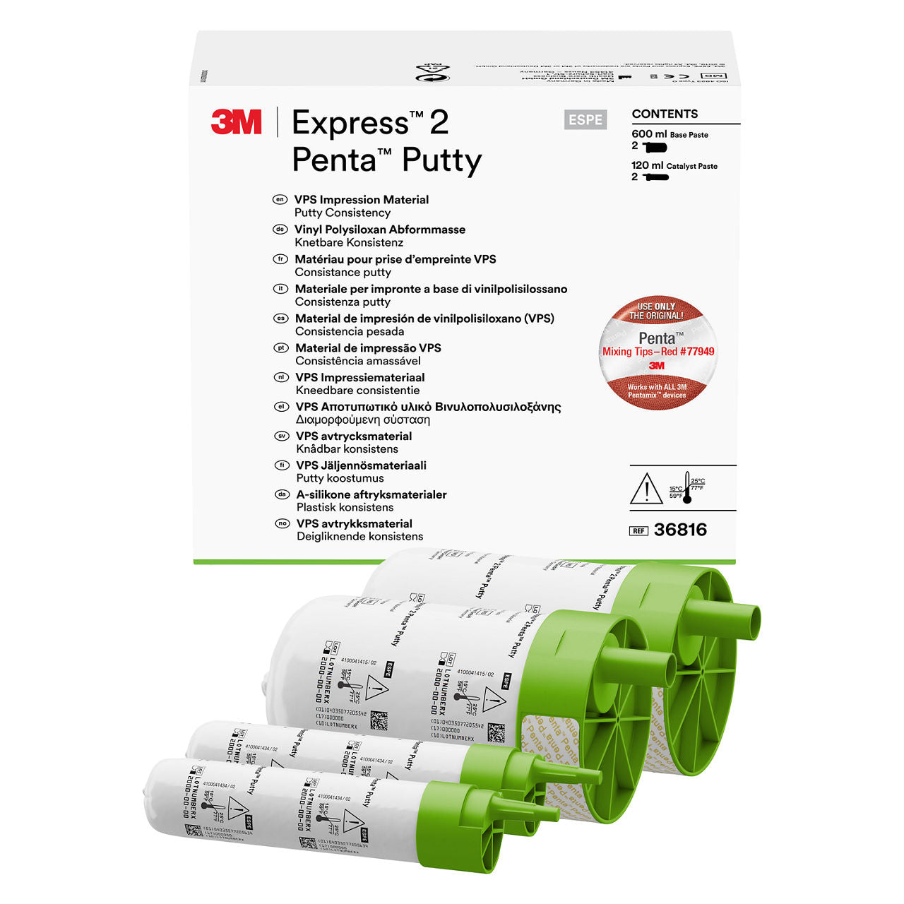 3M™ Express™ 2 Penta™ Putty VPS Afdrukmateriaal Refill (2 x 360 mL)-Solventum-Sordent
