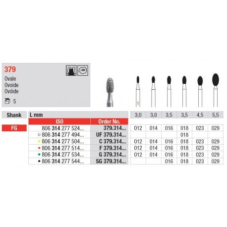 Edenta Diamantboor Eivormig FG 379.314.016-Edenta-Sordent