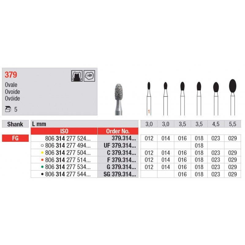 Edenta Diamantboor Eivormig FG 379.314.023-Edenta-Sordent