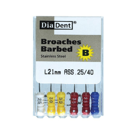 DiaDent Extirpatienaald Barbed Broaches #20-40 21/25 mm (6 st.)-DiaDent-Sordent