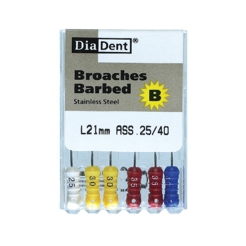 DiaDent Extirpatienaald Barbed Broaches #20-40 21/25 mm (6 st.)-DiaDent-Sordent