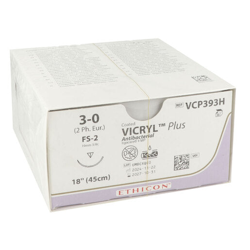 Ethicon Vicryl® Plus FS-2 / 19 mm / 3-0 / 45 cm Naald - VCP393H (36 st.)-Ethicon-Sordent
