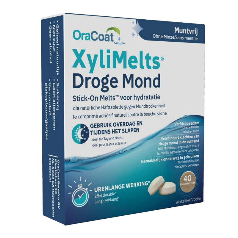 OraCoat Xylimelts Droge Mond Tabletten Munt/Muntvrij (40 st.)-OraCoat-Muntvrij-Sordent