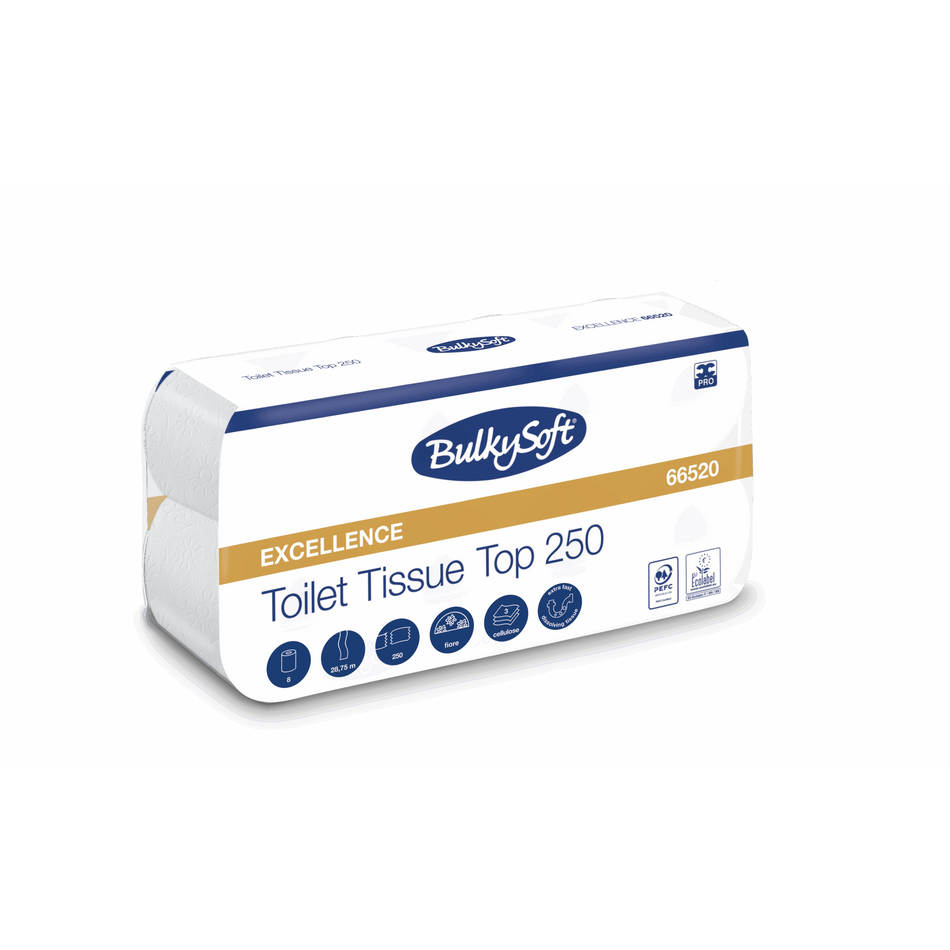 BulkySoft Excellence Toiletpapier - 3 laags - 250 vellen (9 x 8 rol)-BulkySoft-Sordent