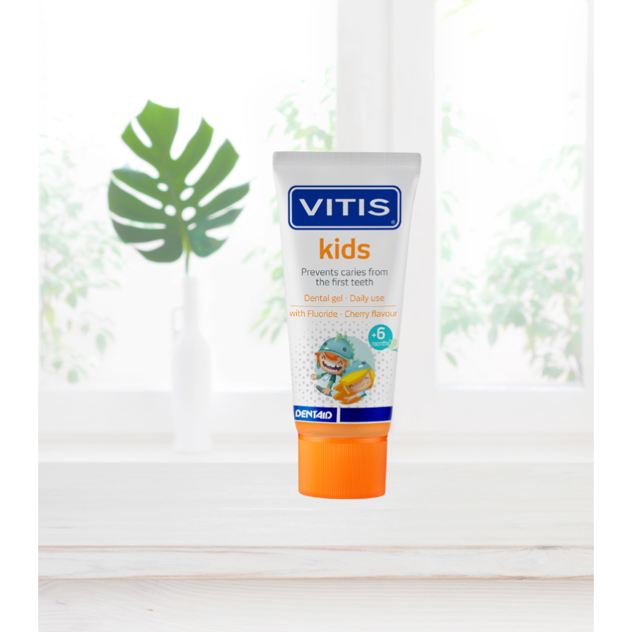 Vitis® Kids Tandgel Kersensmaak - Voorkom tandplak en cariës (50 mL)-Dentaid-Sordent