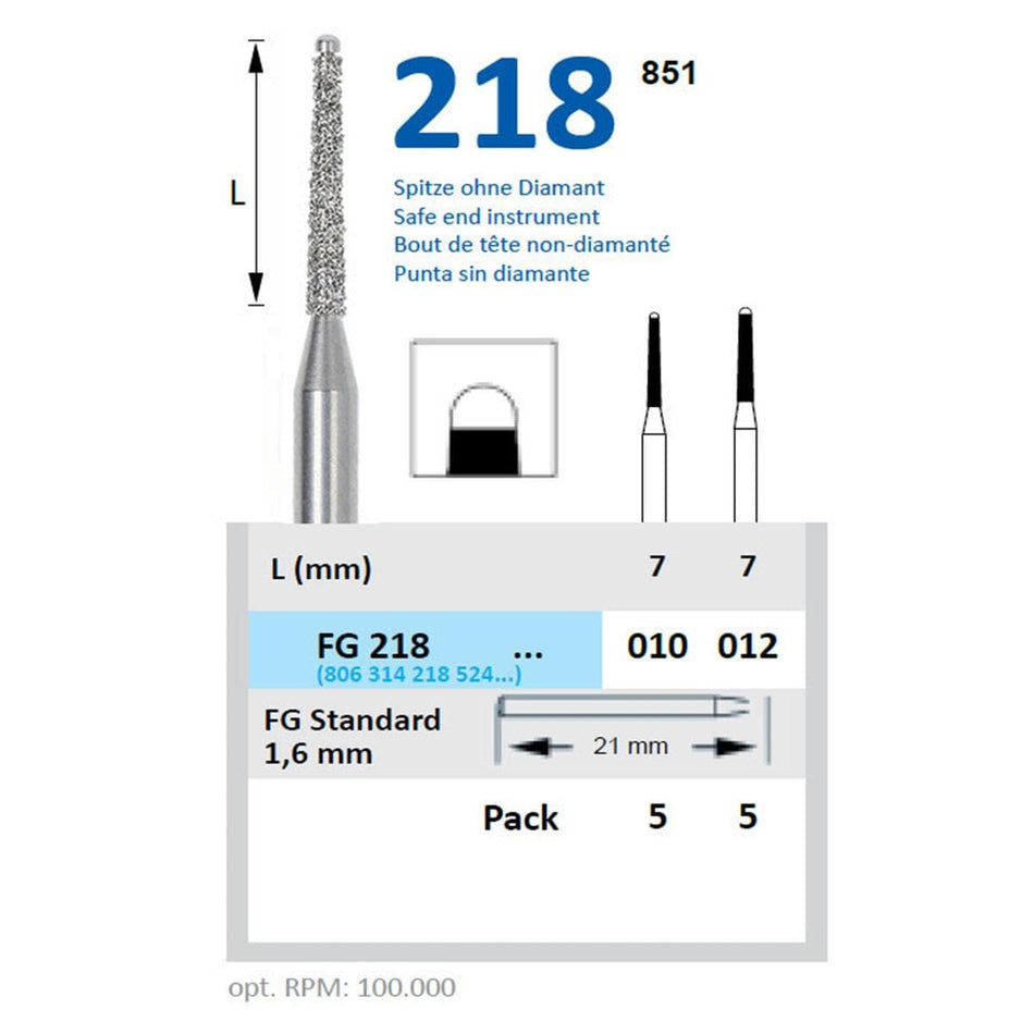 Horico Diamantboor Taper Safe-End FG 218 / 21 mm / 1,6 mm-Horico-Sordent