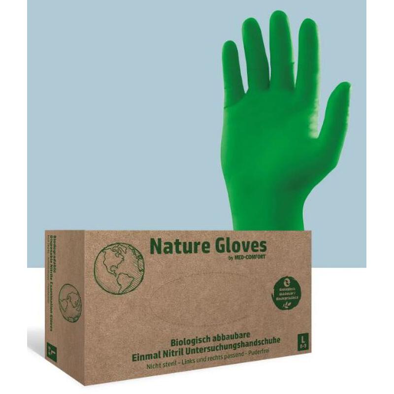 Med-Comfort Nature Nitril Handschoenen Poedervrij Bio Groen (100 st.)-Med-Comfort-Sordent