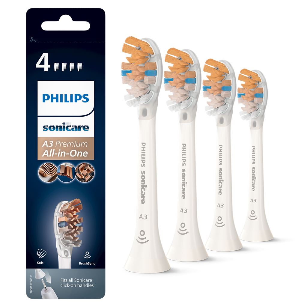 Sonicare Opzetborstels All-In-One - Div. Kleuren A3 (4 st.)-Sonicare-Wit-Sordent