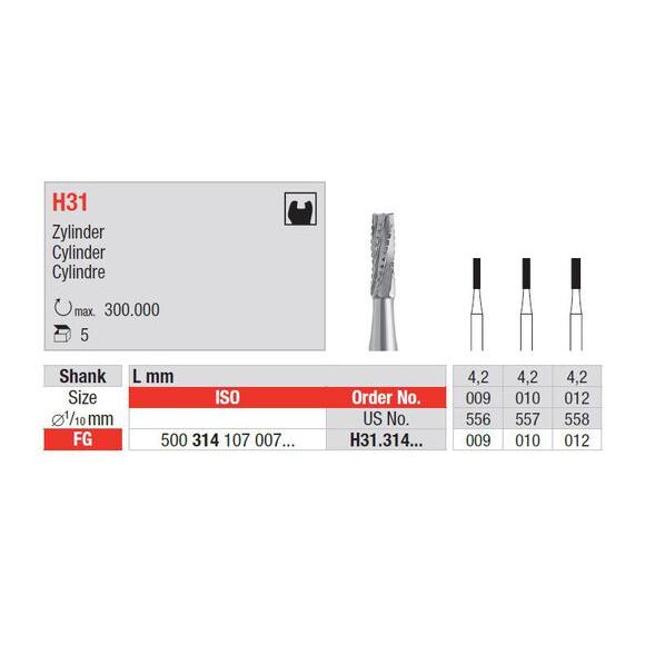 Edenta Hardmetalen Boor Cilinder FG H31.314.010 4,2 mm (5 st.)
