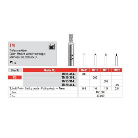 Edenta Diepte markering fineertechniek TM05.314.009 (5 st.)-Edenta-Sordent