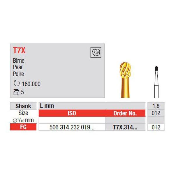 Edenta Amalgaamverwijderaar FG T7X 012 Peer 1,8 mm (5 st.)-Edenta-Sordent