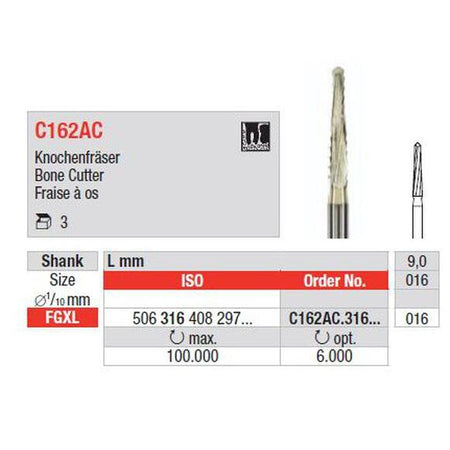 Edenta Botfrees C162AC.316.016 FG XL 9 mm ZrN (3 st.)-Edenta-Sordent
