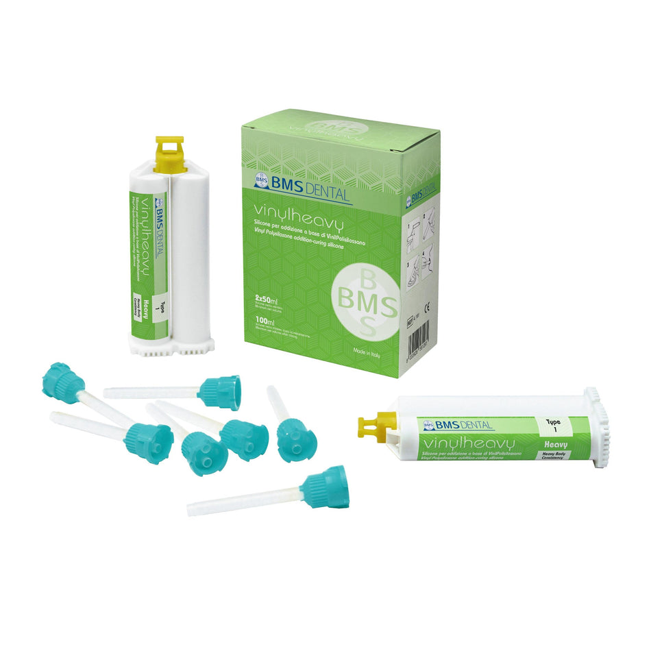 BMS VINYLHEAVY: A-Silicon Heavy Body (2 Cartridges x 50 ml + 12 Mixer Probes)-Praktijkbenodigheden-BMS Dental-Sordent