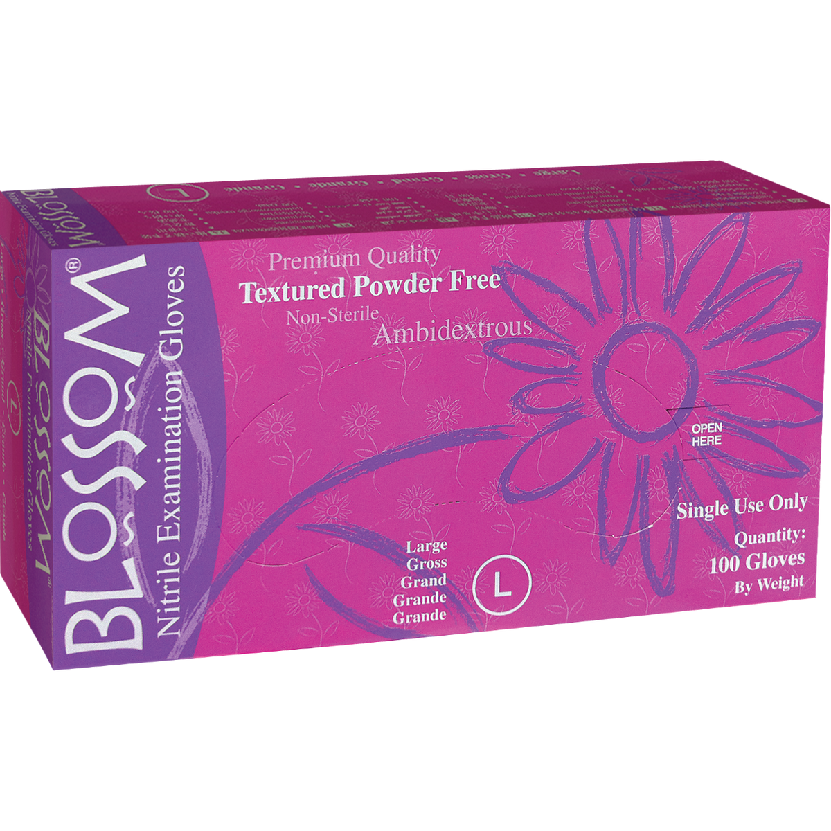 Blossom Handschoenen Nitrile PF Lila - Div. Maten (100 st.)-Blossom-XS-Sordent