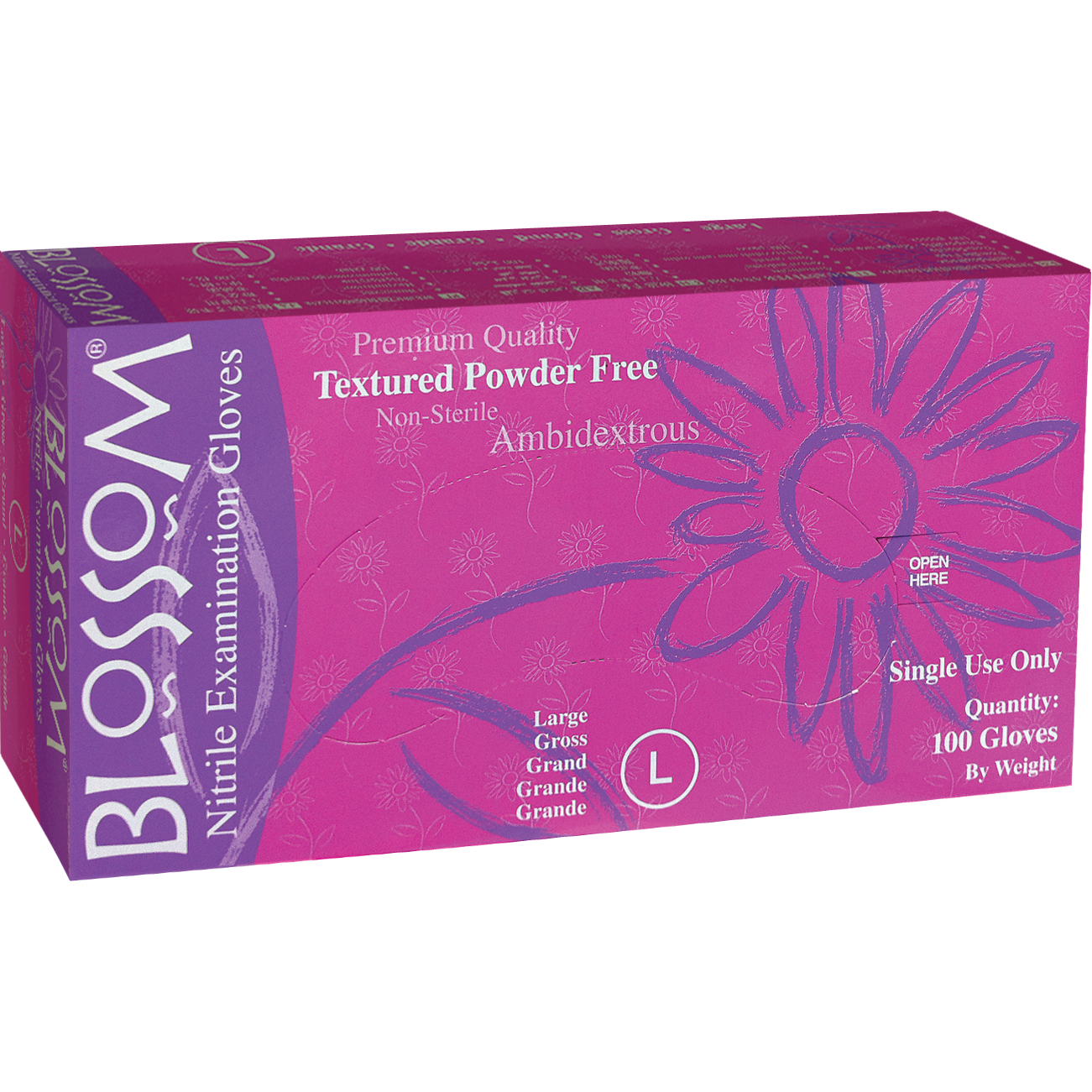 Blossom Handschoenen Nitrile PF Lila - Div. Maten (100 st.)-Blossom-XS-Sordent