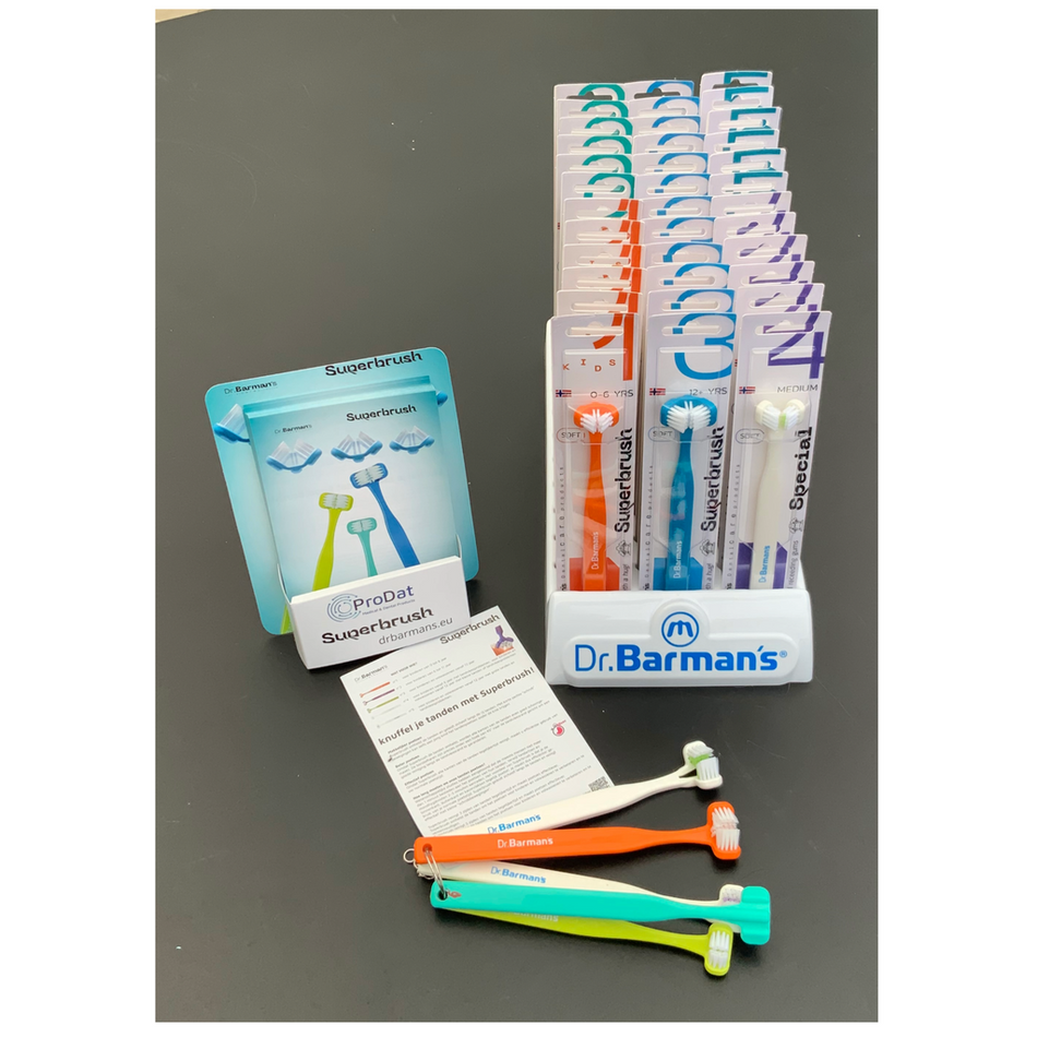 Dr. Barman's Superbrush Traypack 36 Tandenborstels + Accessoires