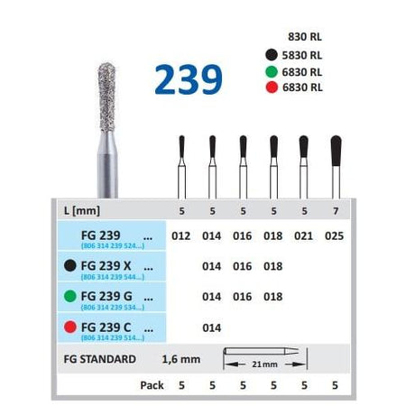 Horico Diamantboor Omgekeerd Kegel FG 239 / 21 mm / 1,6 mm-Horico-Sordent