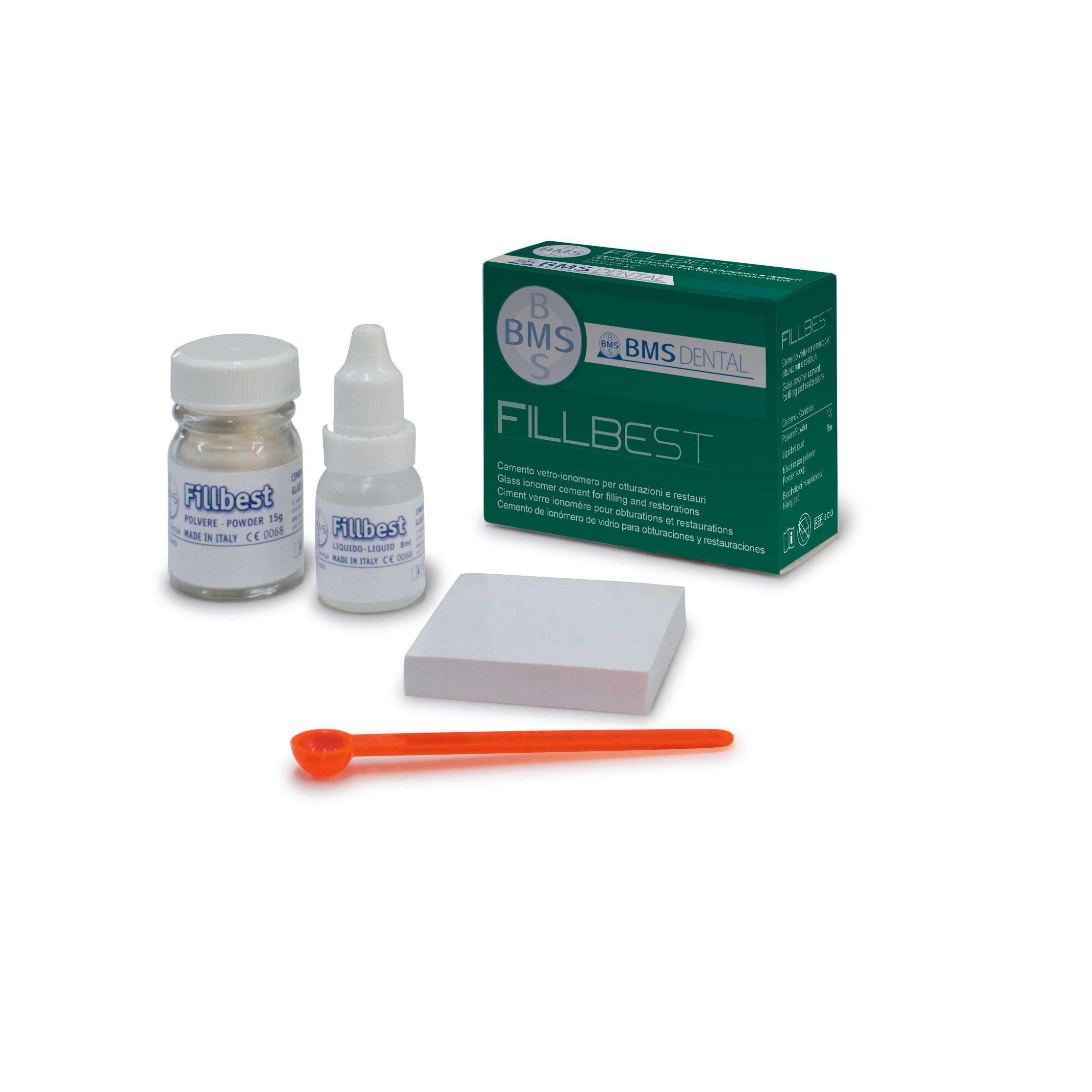 BMS FILLBEST Glas-ionomeer Cement (15 g Poeder + 8 mL Vloeistof)-Praktijkbenodigheden-BMS Dental-Sordent