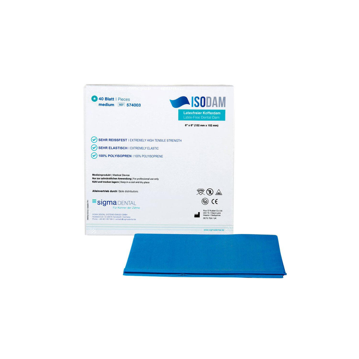 Sigma Isodam Latex-/Poedervrij Cofferdam 6"x6" = 152x152 mm-Sigma-Sordent