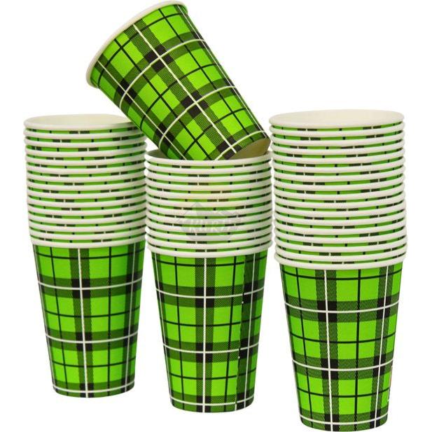 100 st. Schotse Ruit Scotty Groen Kartonnen Bekers 200 mL / 7.5 oz-Drinkbekers-KURTT-Sordent