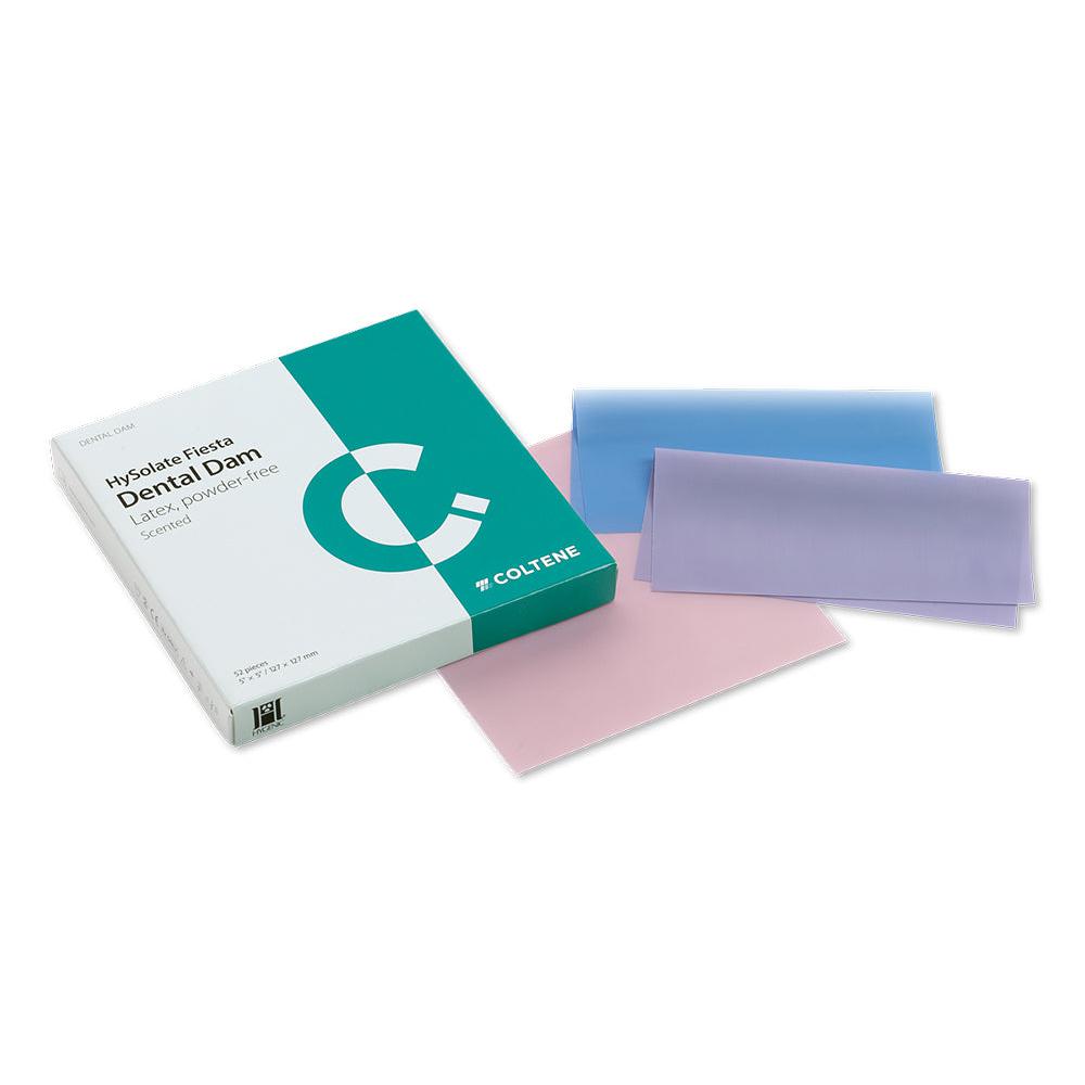 Coltène HySolate Fiesta/Latex/Non-Latex Cofferdam Div. maat + sterkte-Coltene-Fiesta Latex-127x127 mm - 52 st.-Medium-Sordent