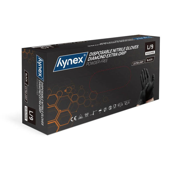 8.0 g - INTCO Diamond Nitril handschoen poedervrij Zwart (50 st.)-Disposables-INTCO-Sordent