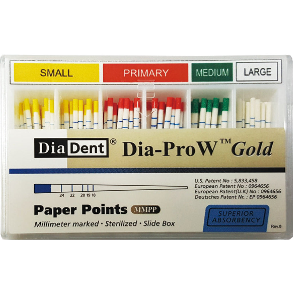 Dia-Pro W Gold (mm-Gemarkeerd) Paper Points-DiaDent-Sordent