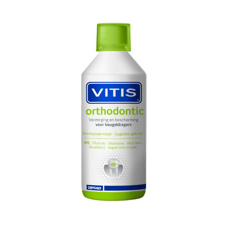 Vitis® Orthodontic Mondspoeling tegen tandplaque en cariës (500 mL)-Dentaid-Sordent