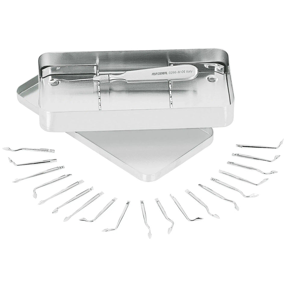 Asa Dental Syndesmotome set (Handvat / 20 opzetstukken / Tray)-Instrumenten-Asa Dental S.p.A-Sordent