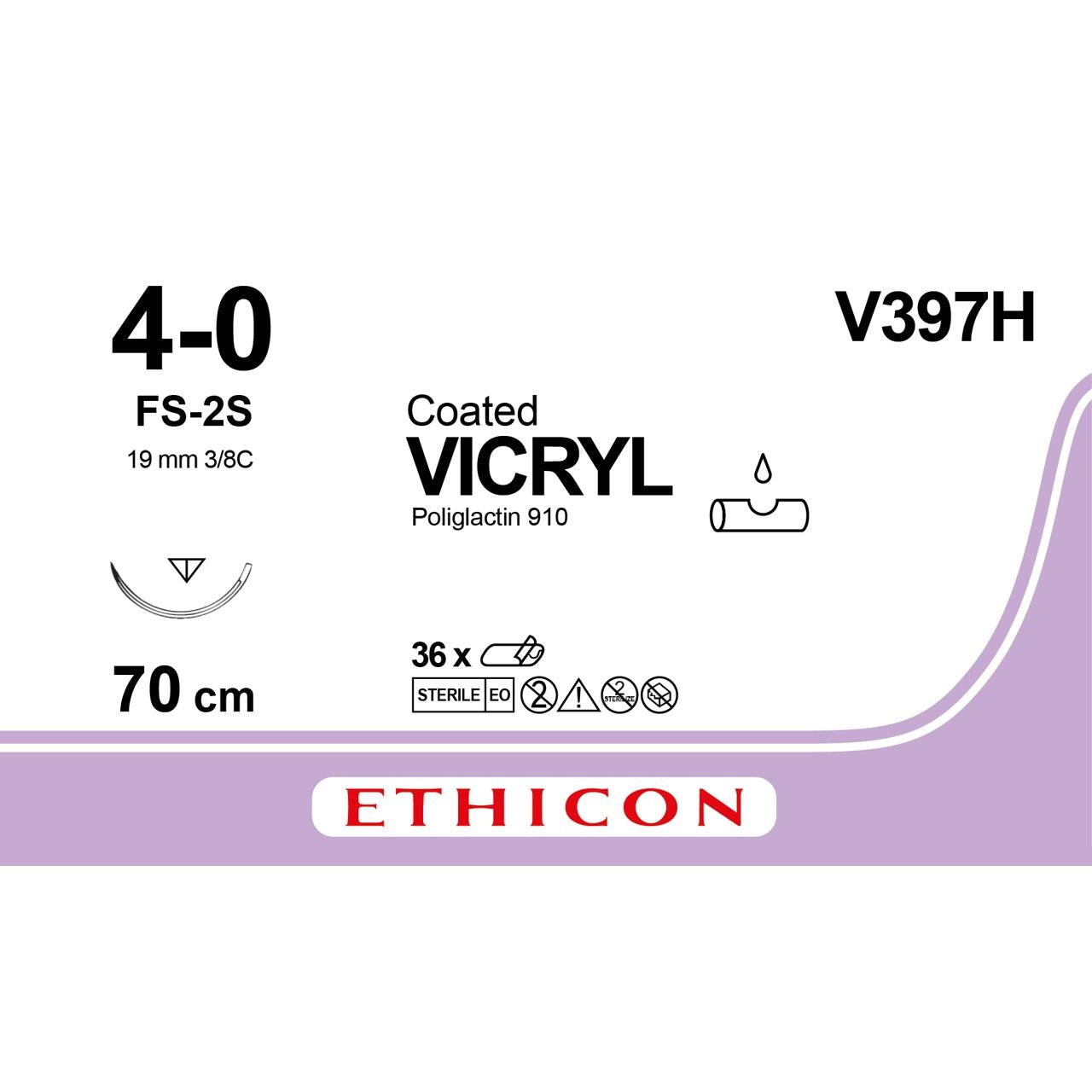 Ethicon Vicryl® Suture FS-2 / 19 mm / 4-0 / 70 cm Naald - V397H (36 st.)-Ethicon-Sordent