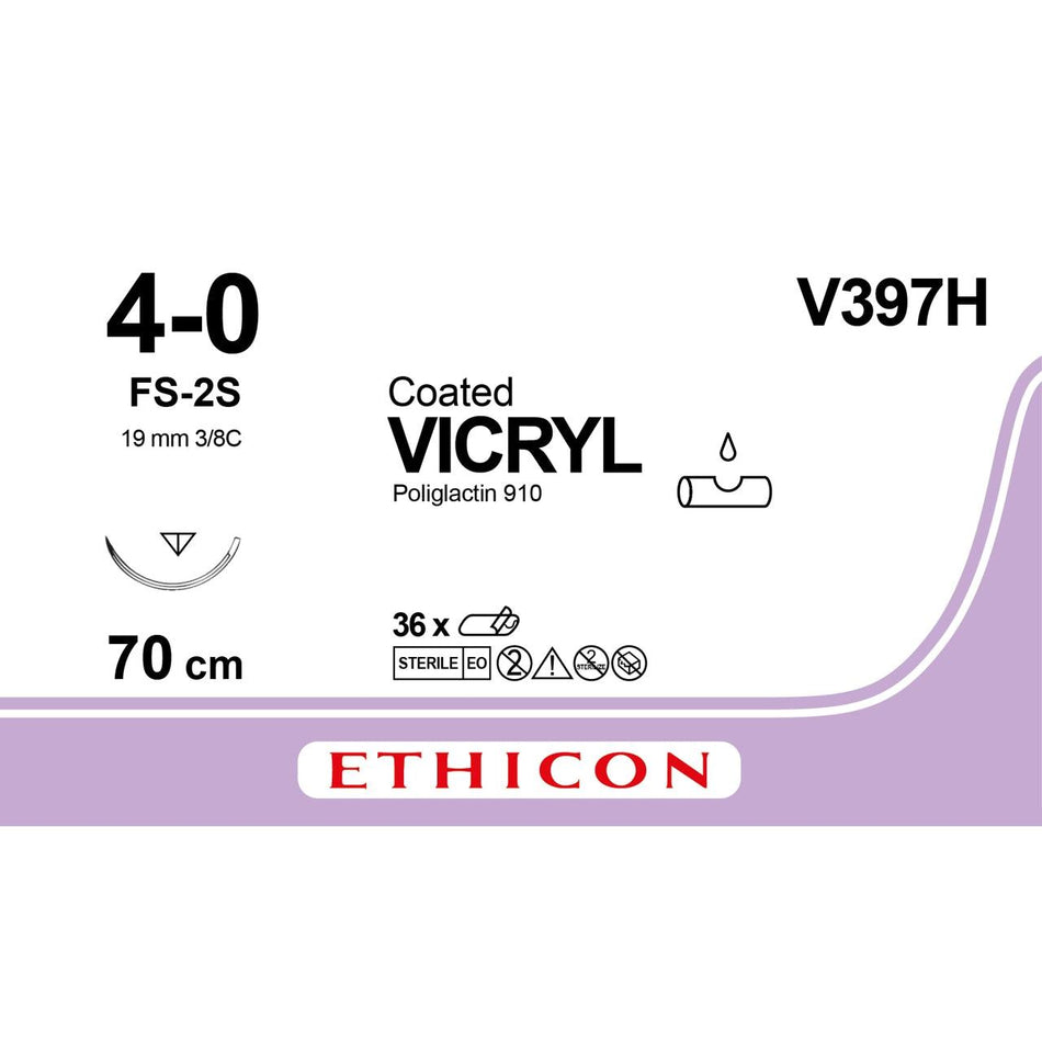 Ethicon Vicryl® Suture FS-2 / 19 mm / 4-0 / 70 cm Naald - V397H (36 st.)-Ethicon-Sordent
