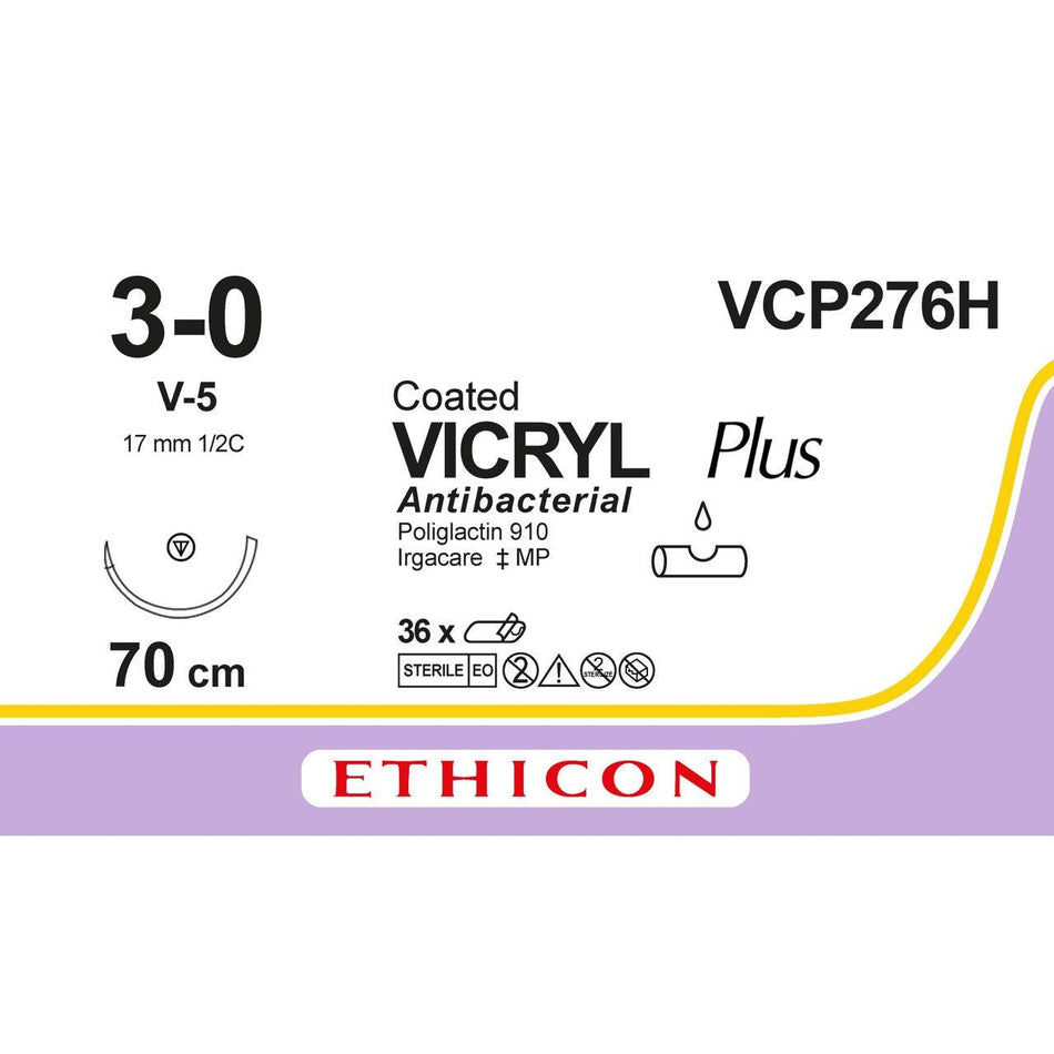 Ethicon Vicryl® Plus V-5 / 17 mm / 3-0 / 70 cm Naald - VCP276H (36 st.)-Ethicon-Sordent