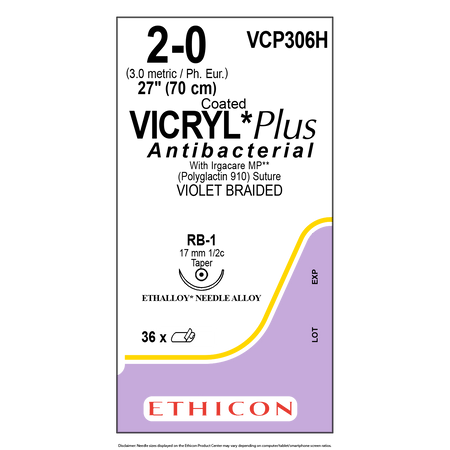 Ethicon Vicryl® Plus RB-1 / 17 mm / 5-0 / 70 cm Naald - VCP306H (36 st.)-Ethicon-Sordent