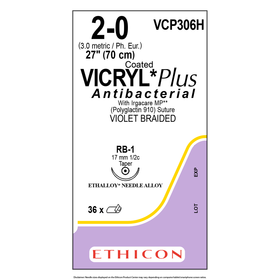 Ethicon Vicryl® Plus RB-1 / 17 mm / 5-0 / 70 cm Naald - VCP306H (36 st.)-Ethicon-Sordent