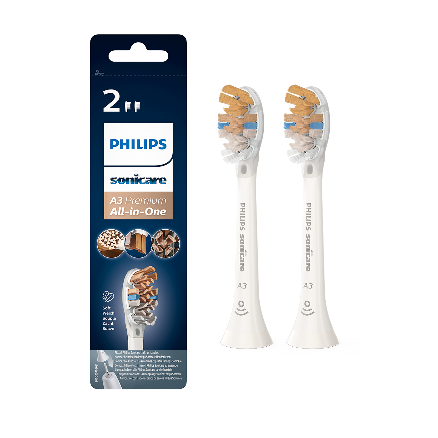 Sonicare Opzetborstels All-In-One - Div. Kleuren Hx9092 (2 st.)-Sonicare-Wit-Sordent