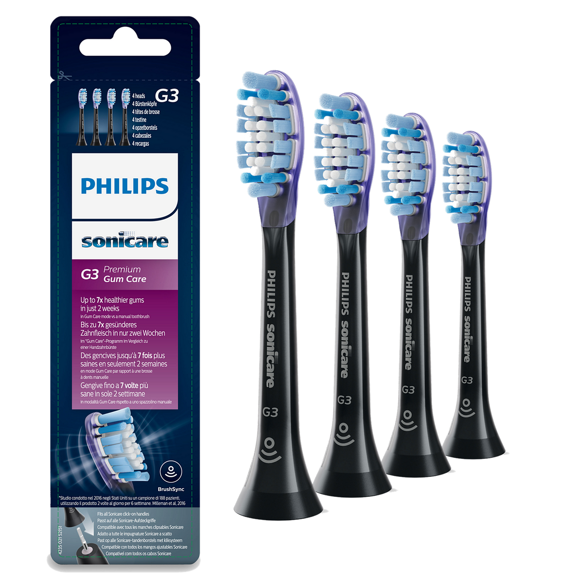 Sonicare Opzetborstels Premium Gum Zwart Hx9054/33 (4 st.)-Sonicare-Sordent